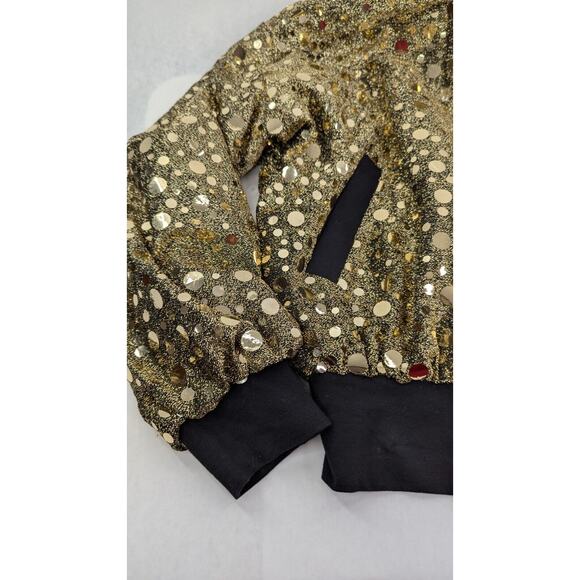 PG Collections Ginger Bort Gold Glitter Vintage Bomber Jacket Lrg | 250938 - Picture 5 of 7